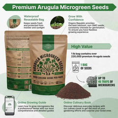 Arugula Sprouting & Microgreens Seeds 1lb - Organo Republic seeds store Arugula Sprouting & Microgreens Seeds 1lb