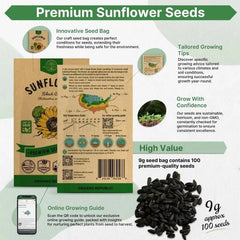 Sunflower Black Oil Seeds Pack 9G - Organo Republic seeds store Sunflower Black Oil Seeds Pack 9G