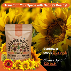 Sunflower Mix Seeds Pack 2 oz - Organo Republic seeds store Sunflower Mix Seeds Pack 2 oz