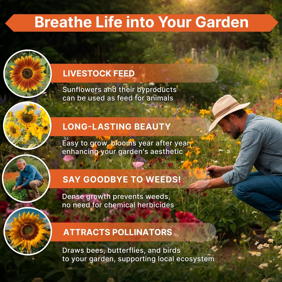 Sunflower Mix Seeds Pack 2 oz - Organo Republic seeds store Sunflower Mix Seeds Pack 2 oz