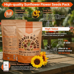 Sunflower Mix Seeds Pack 4 oz - Organo Republic seeds store Sunflower Mix Seeds Pack 4 oz