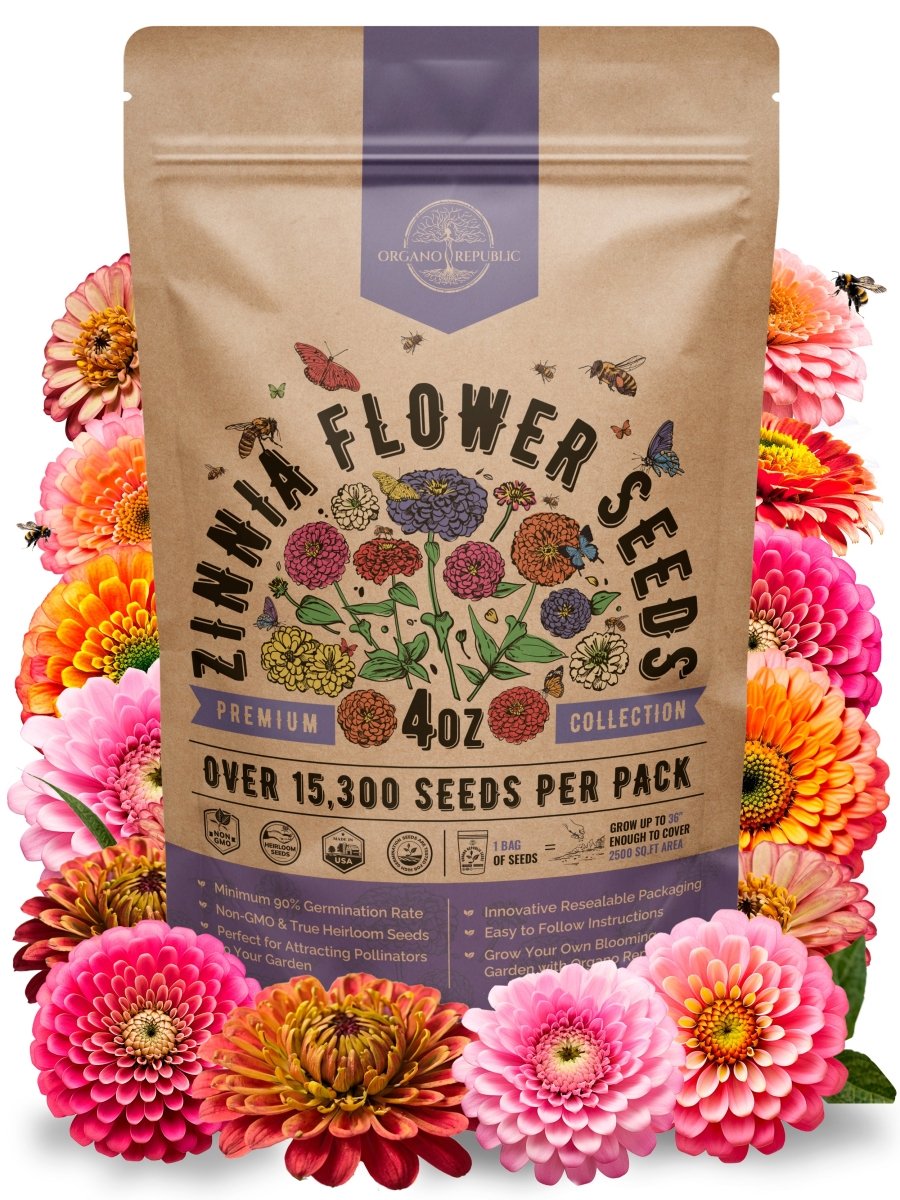 Zinnia Seeds Pack 4 oz - Organo Republic seeds store Zinnia Seeds Pack 4 oz