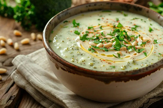 Broccoli & Za’atar Soup With Tahini Cream - Organo Republic