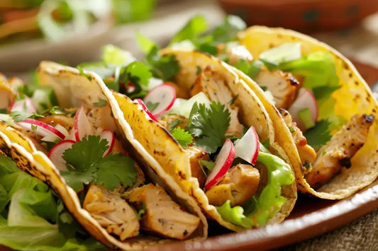 Chicken Tacos With Bok Choy & Radish Slaw - Organo Republic