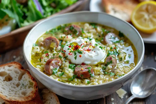 Chicory & Rice Soup With Lemon-Chili Relish - Organo Republic