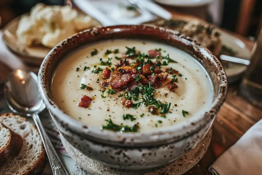 Creamy Parsnip & Cauliflower Bisque With Bacon Crumble - Organo Republic