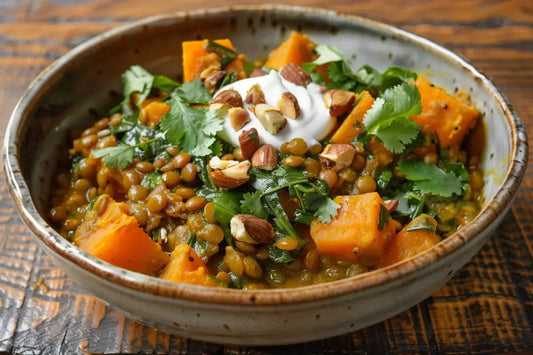 Curried Lentils With Sweet Potatoes & Hazelnuts - Organo Republic