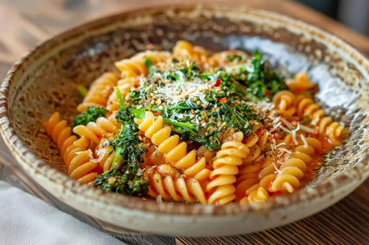 Fusilli With Rapini And Tomato Wine Sauce - Organo Republic