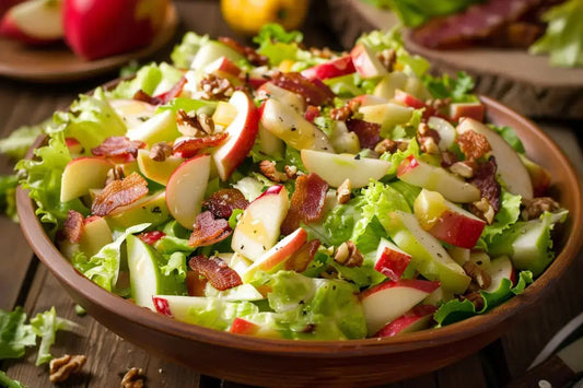 Green Leaf Salad With Apples And Bacon - Organo Republic