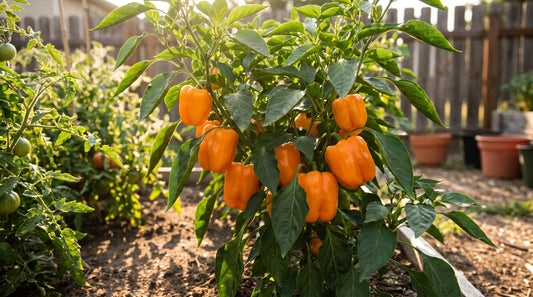 Bell Horizon Orange pepper plant with bright orange fruit
