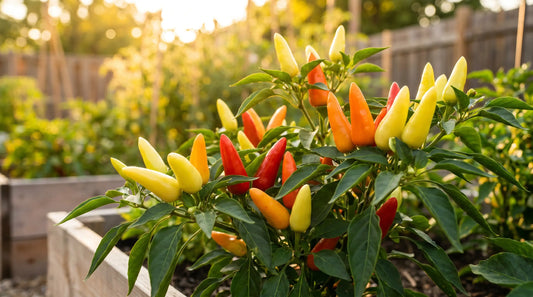 Caloro pepper plant with ripe fruit