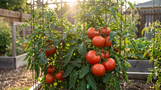 Floradade tomato plant with ripe fruit