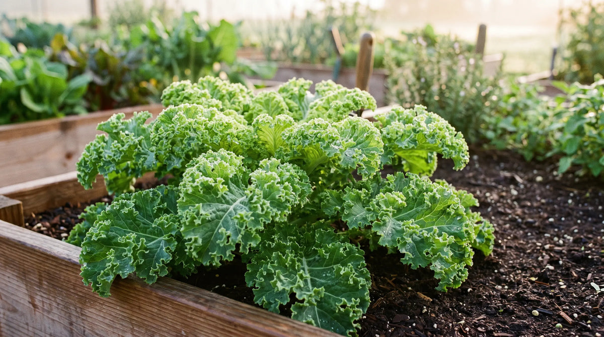 How to grow mustard greens: a lush frilly Southern Giant Curled plant in the garden