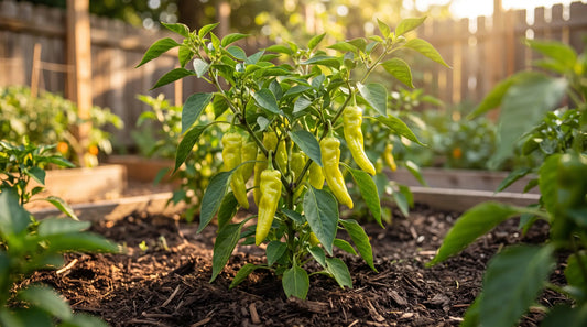 Pepperoncini pepper plant with ripe fruit