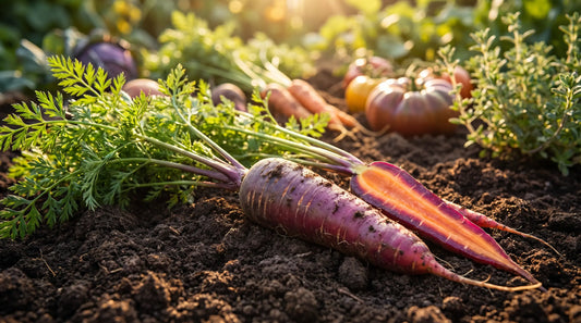 A Purple carrot freshly pulled from the garden