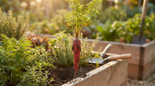 A Red carrot freshly pulled from the garden