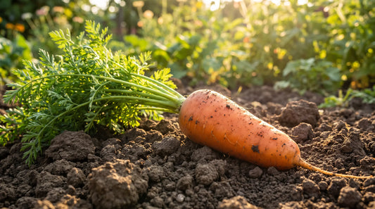 A Royal Chantenay carrot freshly pulled from the garden