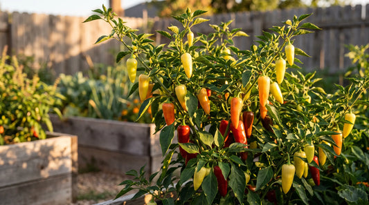 Santa Fe Grande pepper plant with ripe fruit