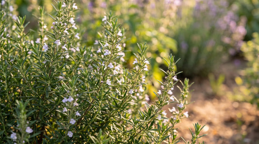 Full-grown summer savory plant in a sunny herb garden