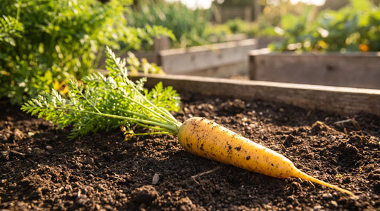 A Yellow carrot freshly pulled from the garden