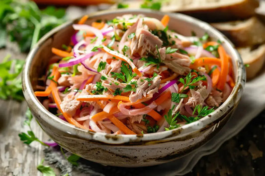 Kohlrabi & Carrot Slaw With Smoked Tuna - Organo Republic