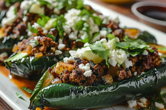 Picadillo Stuffed Poblano Peppers - Organo Republic