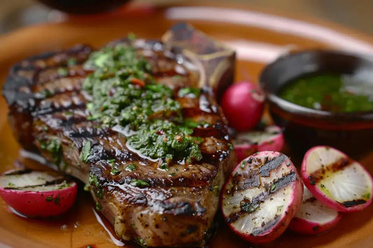 Rib-Eye Steaks With Radish Greens Chimichurri Sauce - Organo Republic