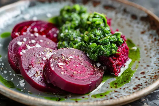 Simple Beets With Braised Beet Greens Puree - Organo Republic
