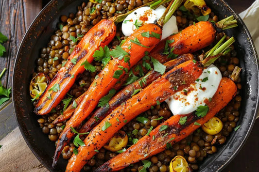 Spiced Carrots Over Lentils With Yogurt - Organo Republic