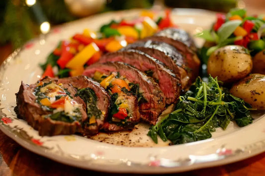 Spinach, Cheese And Chili Stuffed Flank Steak - Organo Republic