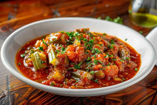 Stewed Okra In Tomato Sauce - Organo Republic