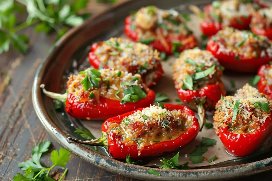 Stuffed Hot Cherry Pepper Poppers - Organo Republic
