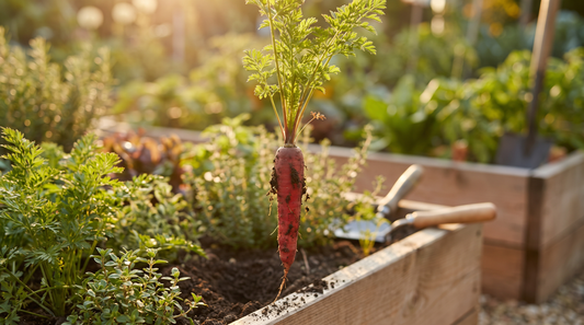 A Red carrot freshly pulled from the garden