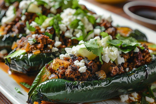 Picadillo Stuffed Poblano Peppers - Organo Republic