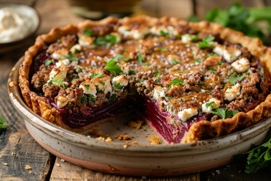 Roasted Beet & Lamb Quiche With Spelt Crust - Organo Republic