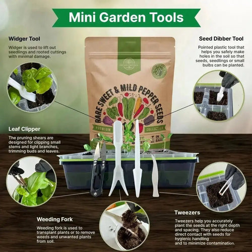 12 Rare Sweet & Mild Pepper Seeds Variety Pack - 770+ Non - GMO Heirloom Pepper Seeds for Outdoor and Indoor Home Gardening - Organo Republic