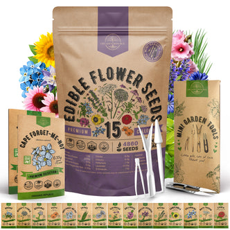 15 Edible Flower Seeds Variety Pack