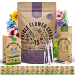 15 Edible Flower Seeds Variety Pack