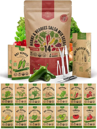 14 Herbs & Veggies Salsa Mix Seeds Variety Pack