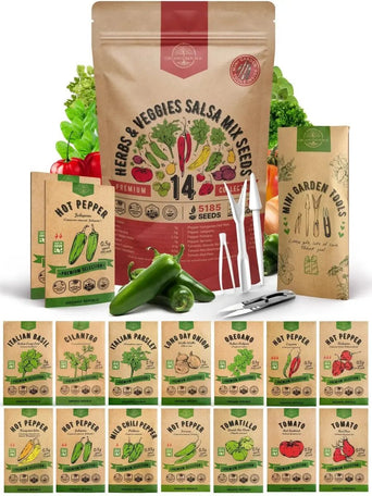 14 Herbs & Veggies Salsa Mix Seeds Variety Pack