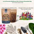 Organo Republic 16 Perennial Wildflower Seeds Mix for Indoor & Outdoors. 100,000+ Non - GMO, Heirloom Wildflower Garden Seeds, 4oz Packet for Growing Wild Flowers to Attract Bees, Butterflies & Birds - Organo Republic