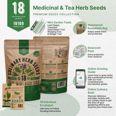 18 Culinary Herb Seeds Variety Pack - Over 10,100 Non-GMO, Heirloom Seeds - Organo Republic
