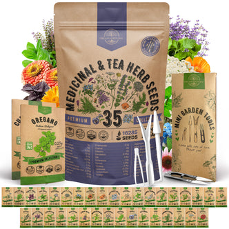 35 Medicinal & Tea Herb Seeds Variety Pack