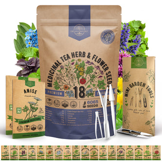 18 Medicinal Tea Herb & Flower Seeds Variety Pack