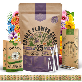 25 Edible Flower Seeds Variety Pack