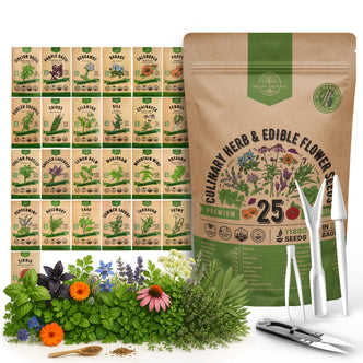 25 Culinary Herbs & Edible Flower Seeds Variety Pack