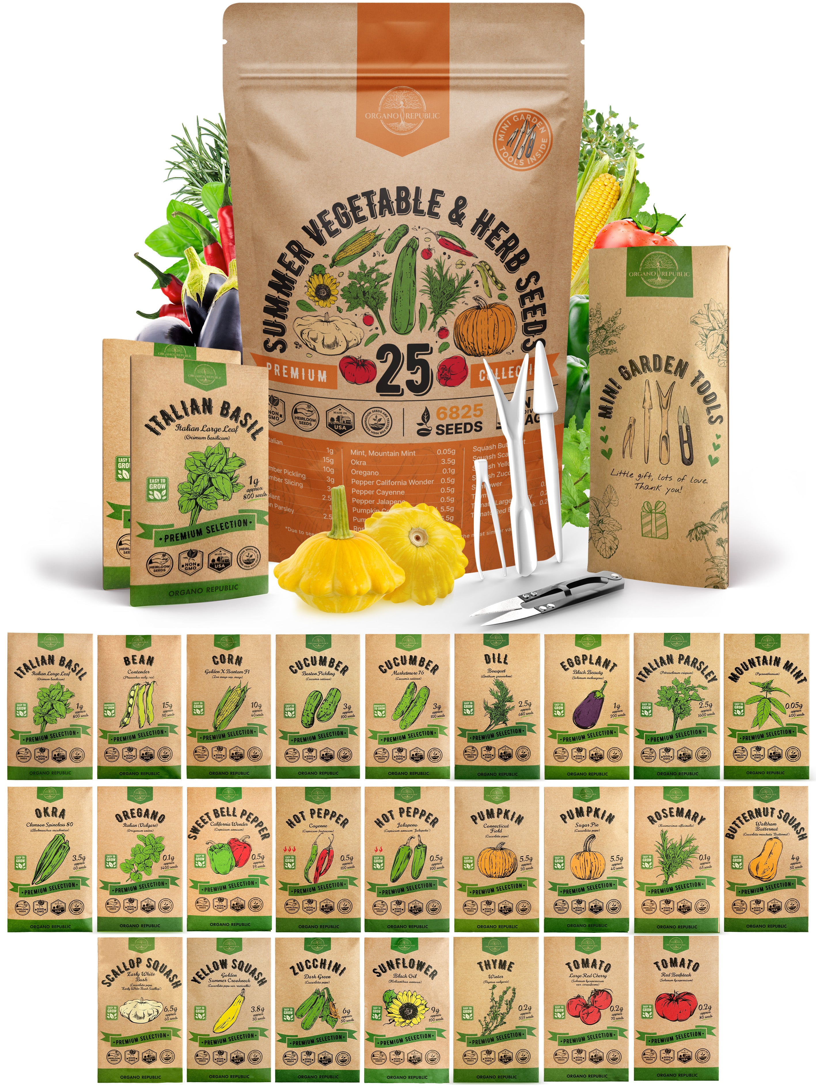 25 Summer Vegetable & Herb Garden Seeds