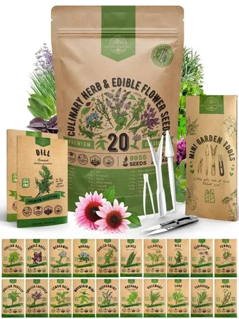 20 Culinary Herbs & Edible Flower Seeds Variety Pack