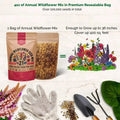 Organo Republic 21 Annual Wildflower Seeds Mix for Indoor & Outdoors. 100,000+ Non - GMO, Heirloom Wildflower Garden Seeds, 4oz Packet for Growing Wild Flowers to Attract Bees, Butterflies & Birds - Organo Republic
