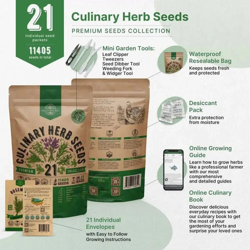 21 Culinary Herb Seeds Variety Pack - Heirloom, Non - GMO, Herbs Seeds for Planting - Organo Republic